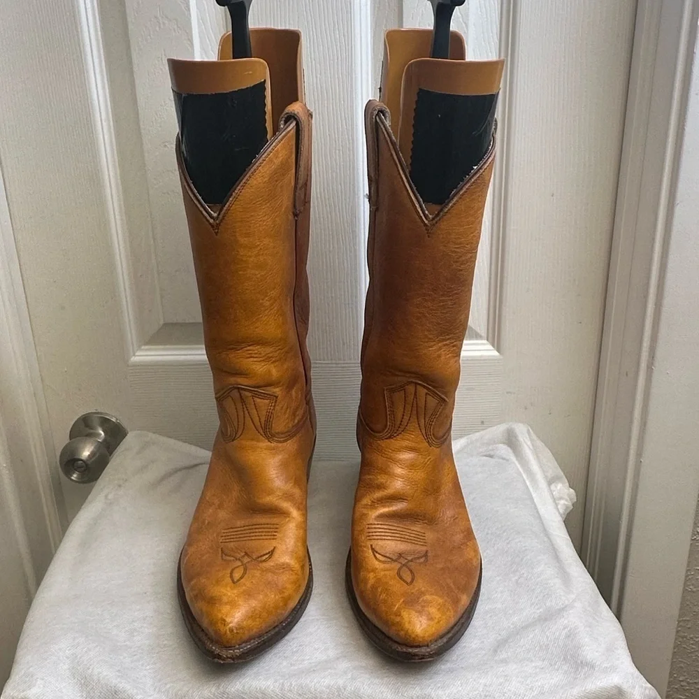 Vintage 1977 Stewart Boot Co. Handmade SOFT Leather Cowboy Boots Men's size 9 D
